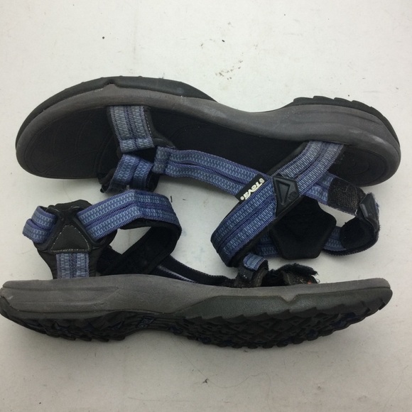 Teva Terra Fi Lite Double Zipper Strappy Black & Blue Sandals Size 8 - Picture 4 of 10